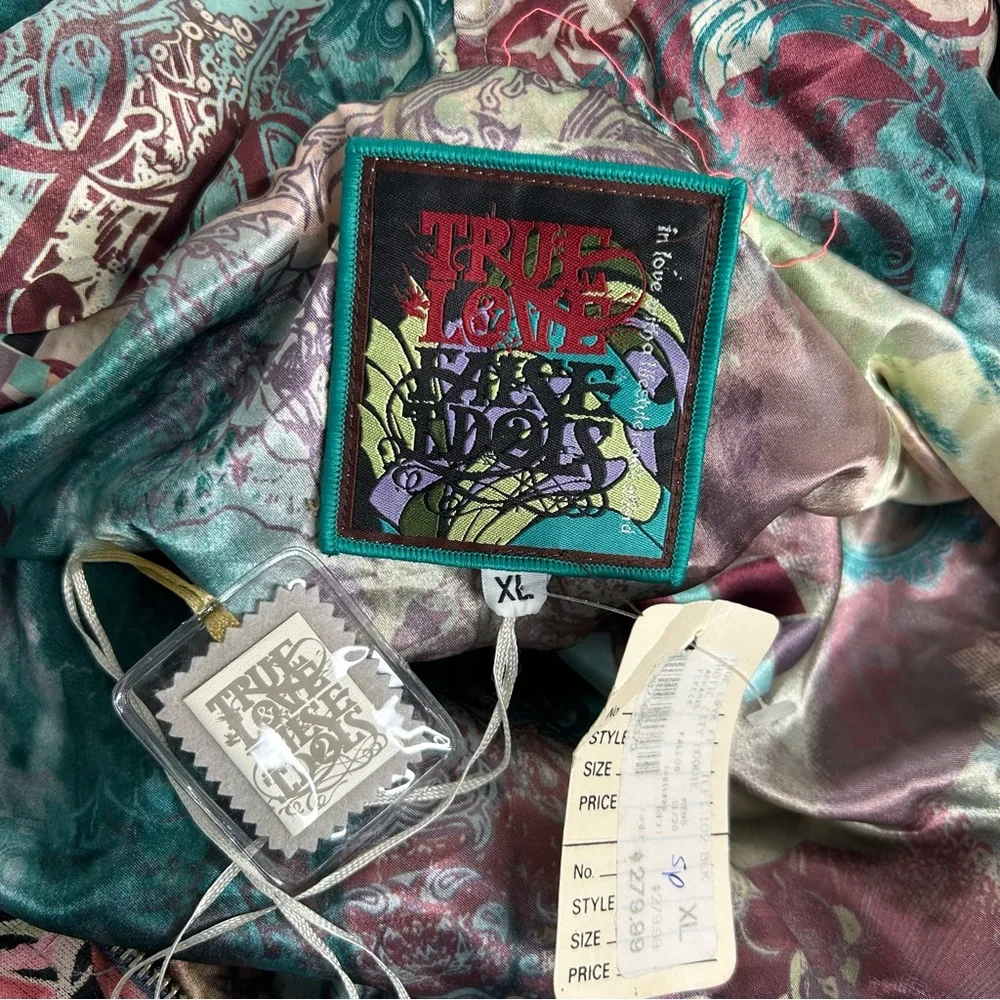 TRUE LOVE FALSE‎ IDOLS TLFI Men XL Erotic City Print Reversible Zip Hoodie Y2K